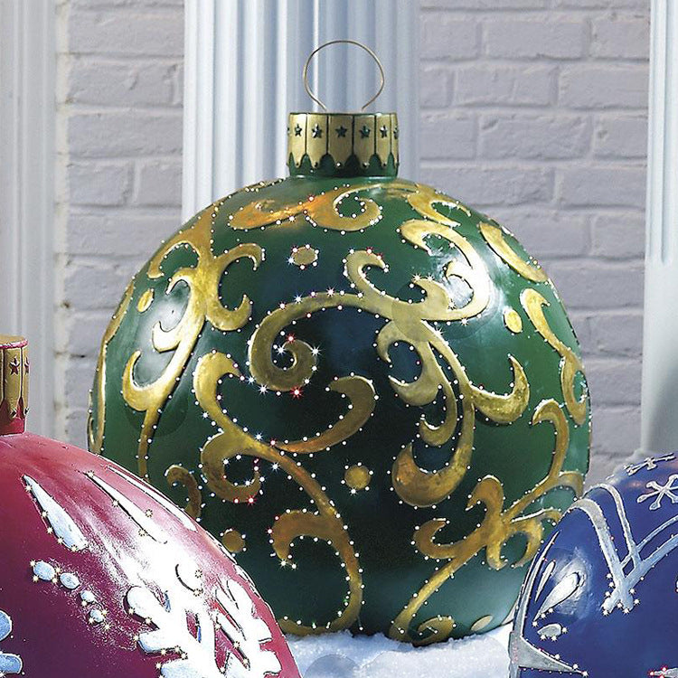 Giant Inflatable 60cm Christmas Ball Ornaments, Outdoor Waterproof PVC Ornament Ball, Holiday Decor, Pack Options