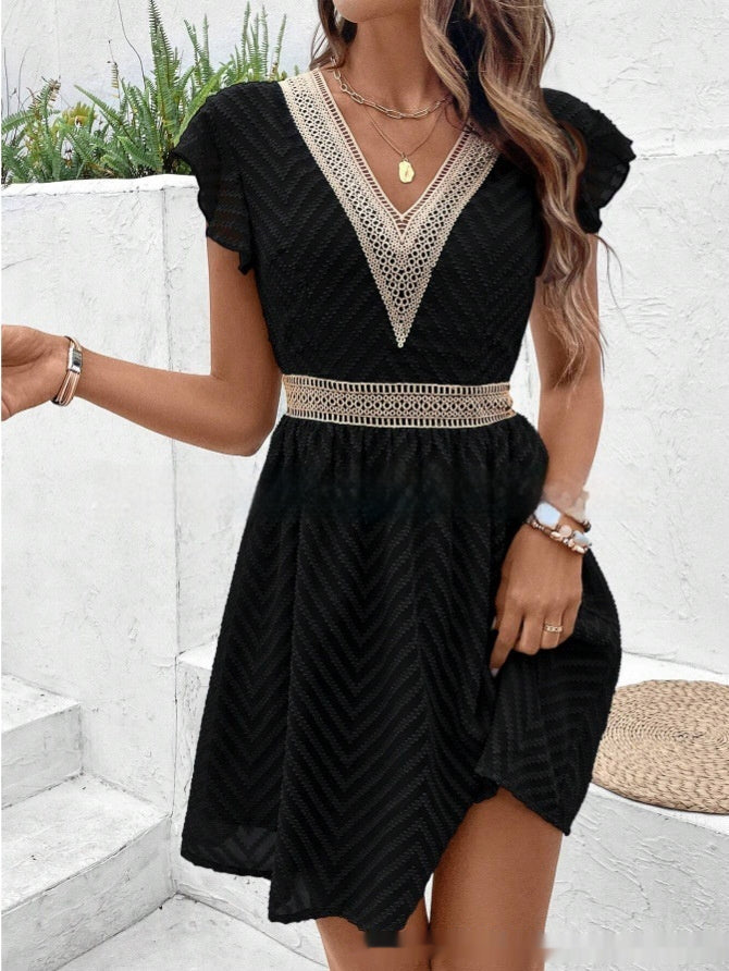 Women's Ice Silk Summer Dress – Lightweight Short Sleeve Casual Fashion Dress