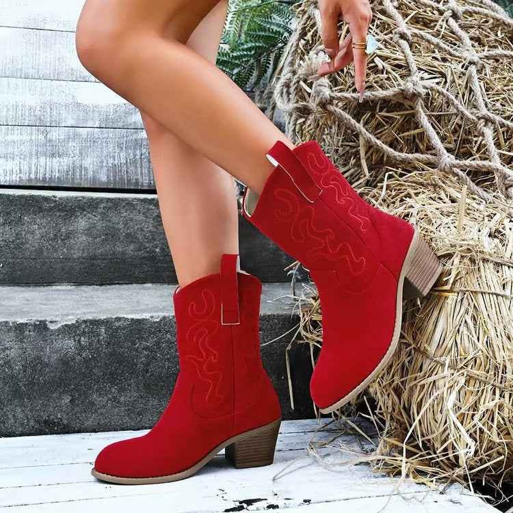 Women's Retro Western Boots – Pointed Toe Embroidery Fashion Cowboy Boots