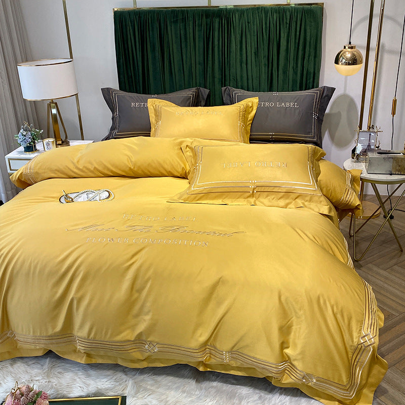 Tencel Embroidered Washed Cotton Bedding Set