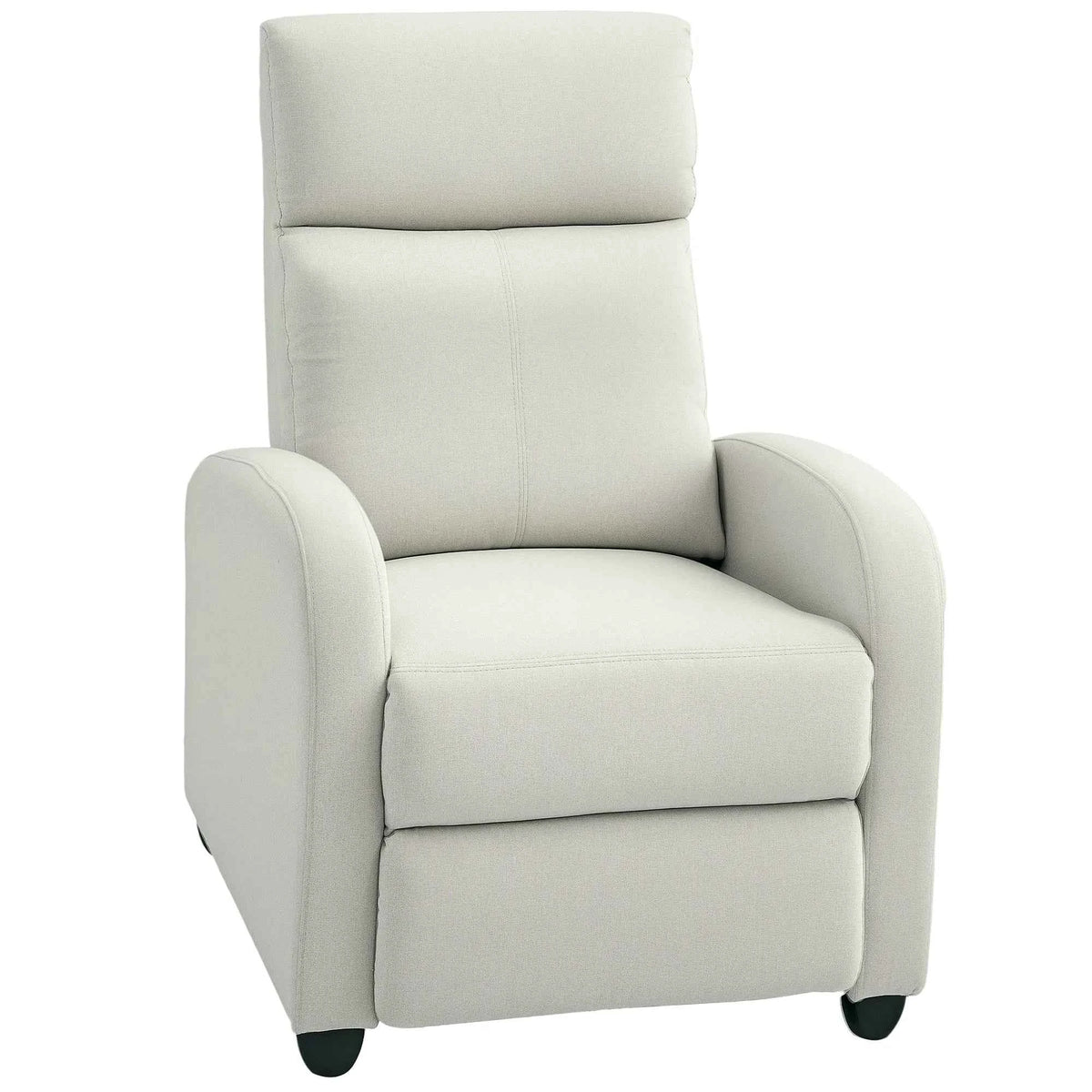 Cream White Fabric Recliner Chair – Manual Home Theater & Living Room Sofa with Padded Seat (United States & Canada Delivery Only)