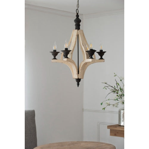 6-Light Wood Chandelier with Adjustable Chain (United States Delivery Only)