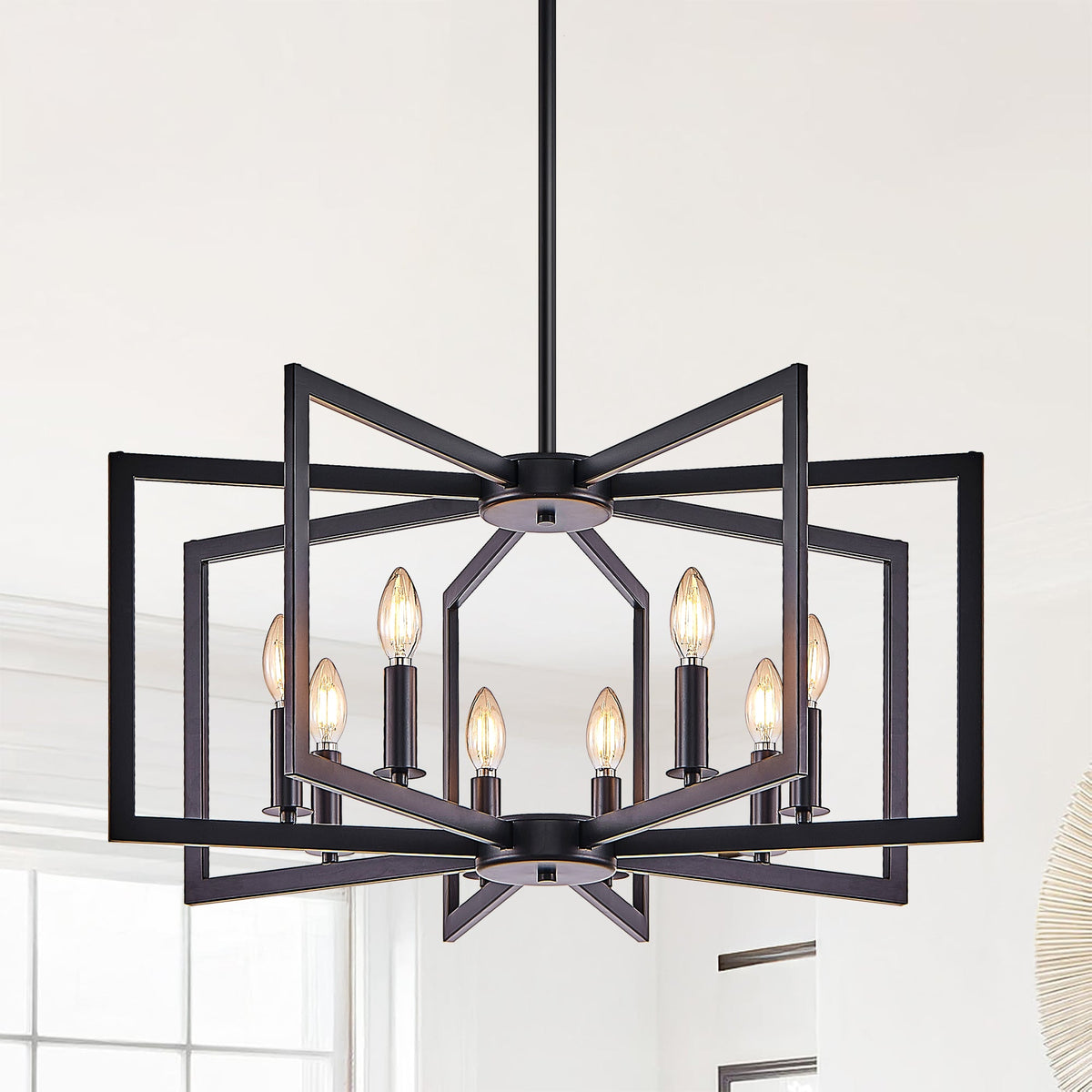 27-Inch Black Geometric 8-Light Chandelier (United States Delivery Only)