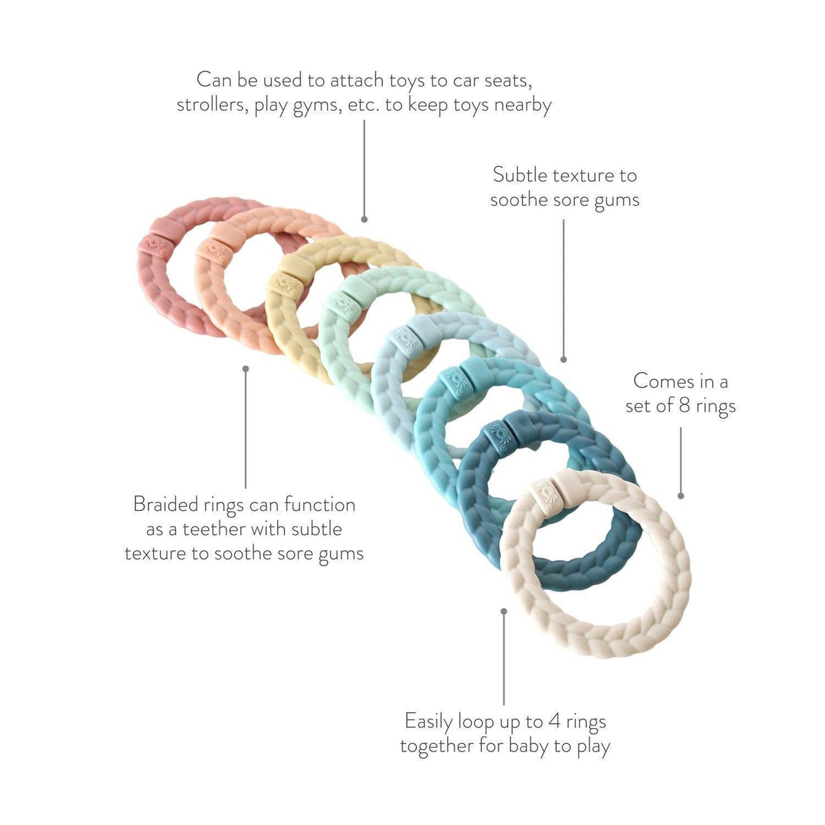 Itzy Ritzy Canada - Bitzy Bespoke Itzy Rings™ Linking Ring Set: Rainbow - Ages 0+