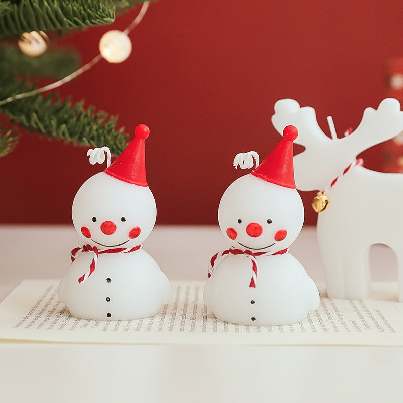 Christmas Snowman & Moose Scented Candle, Handmade Paraffin Wax Holiday Decor