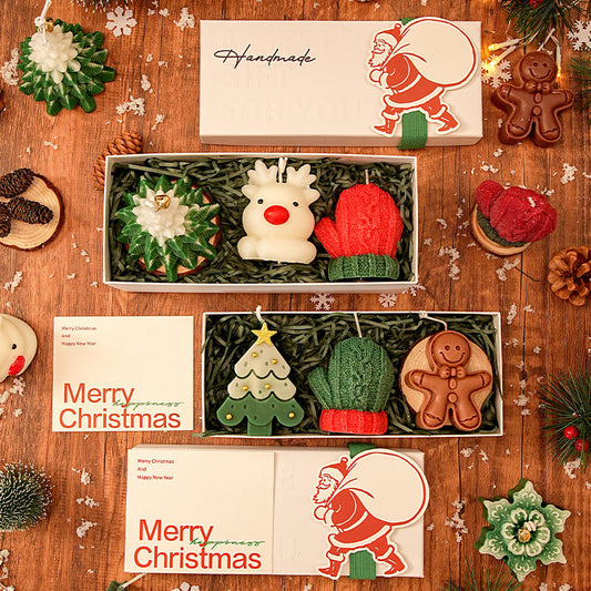 Christmas Scented Candle Gift Set, Festive Molded Aromatherapy Candles in Holiday Shapes – Snowman, Reindeer, Tree & Gingerbread, Home Decor Gift Box