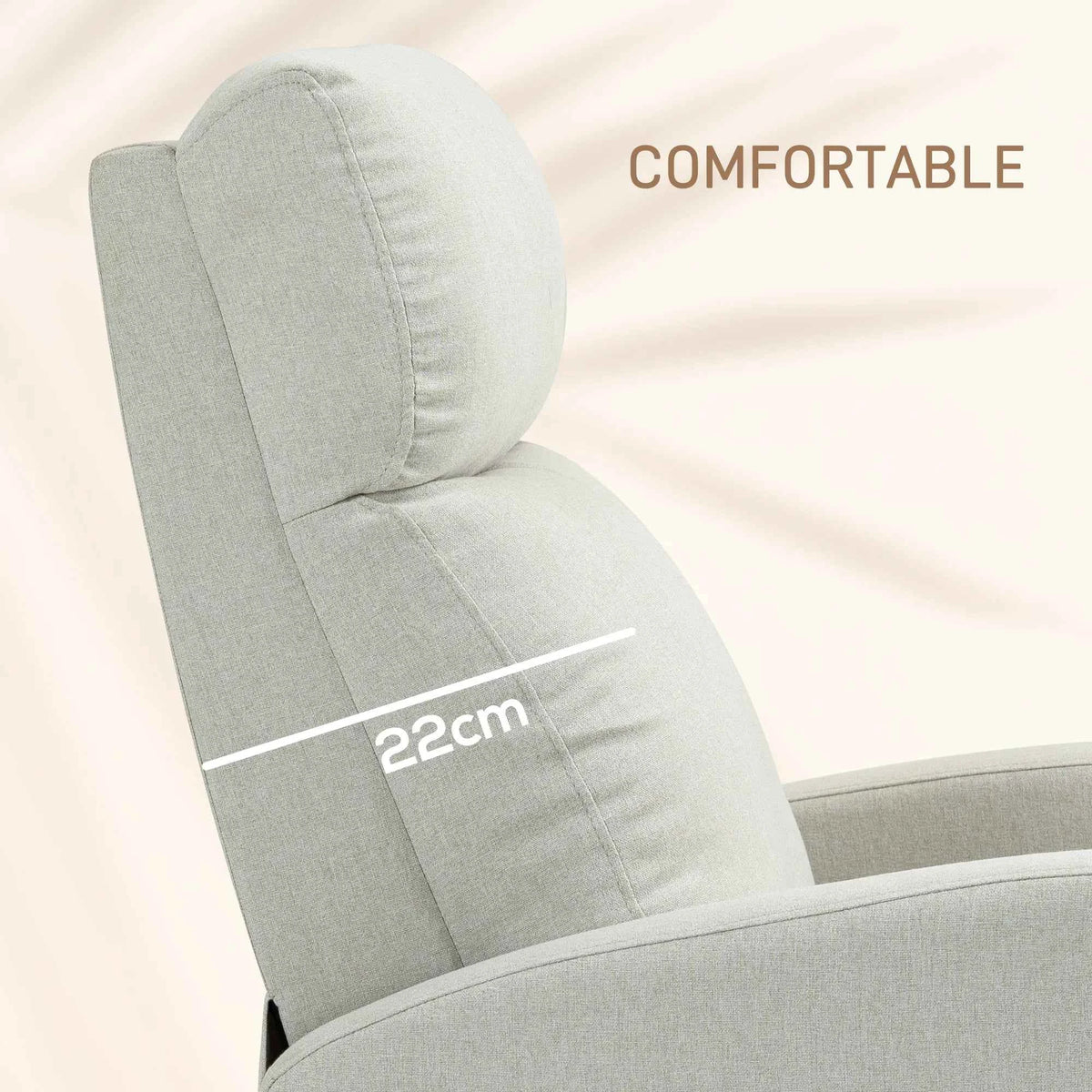 Cream White Fabric Recliner Chair – Manual Home Theater & Living Room Sofa with Padded Seat (United States & Canada Delivery Only)