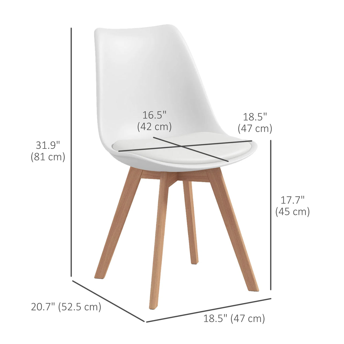 Set of 4 Modern Dining Chairs – Rubber Wood Kitchen Chairs with PU Leather Cushions (United States & Canada Delivery Only)
