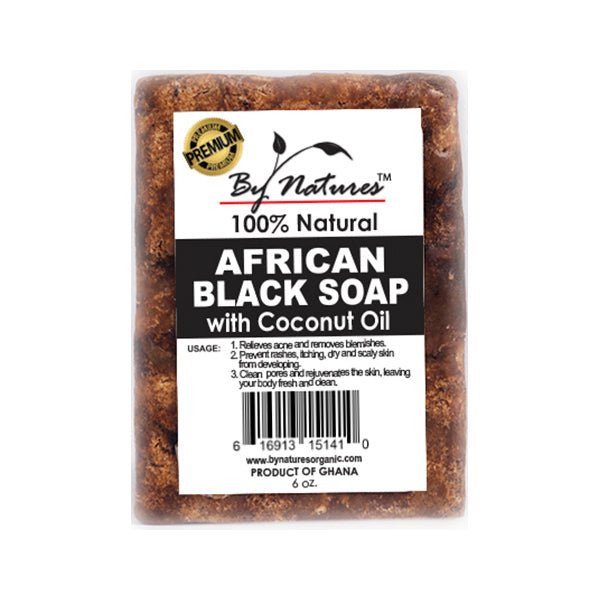 BY NATURES 100% NATURAL AFRICAN BLACK SOAP W/ COCONUT OIL 6.5OZ