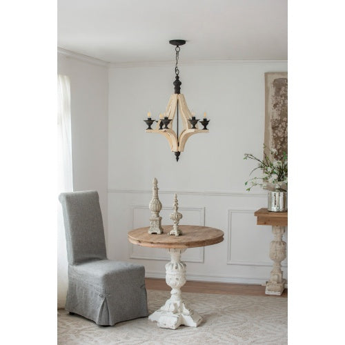 6-Light Wood Chandelier with Adjustable Chain (United States Delivery Only)