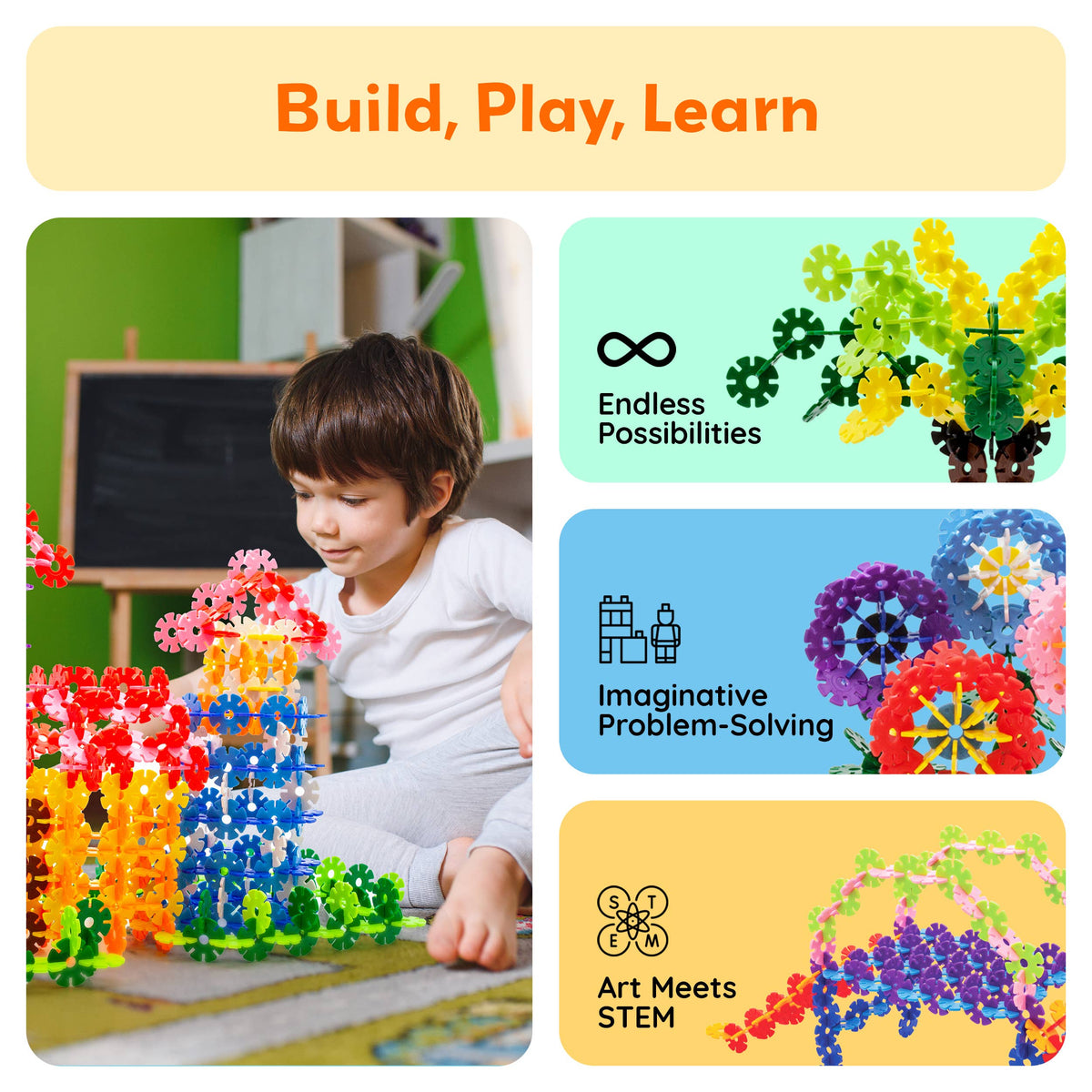 PicassoTiles - PicassoTiles 600pc Building Interlocking Chips - Ages 3+