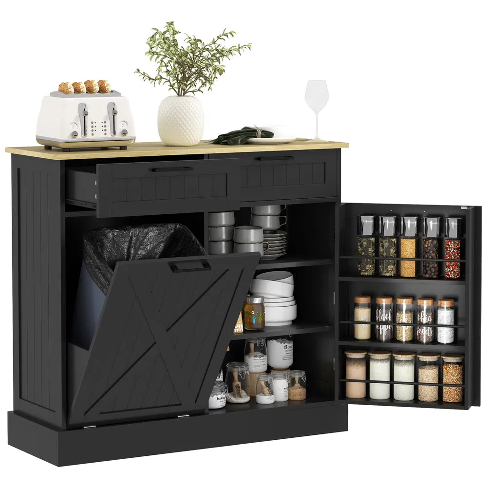 10-Gallon Tilt-Out Trash Cabinet – Hidden Garbage Bin Storage with 2 Drawers (United States & Canada Delivery Only)