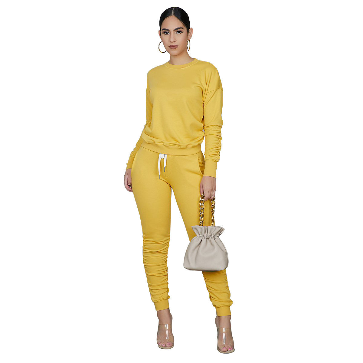 Women's Casual Lounge Set – Cozy Fleece Sweater and Matching Pants Sports Outfit