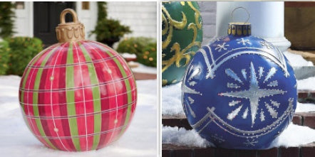 Giant Inflatable 60cm Christmas Ball Ornaments, Outdoor Waterproof PVC Ornament Ball, Holiday Decor, Pack Options