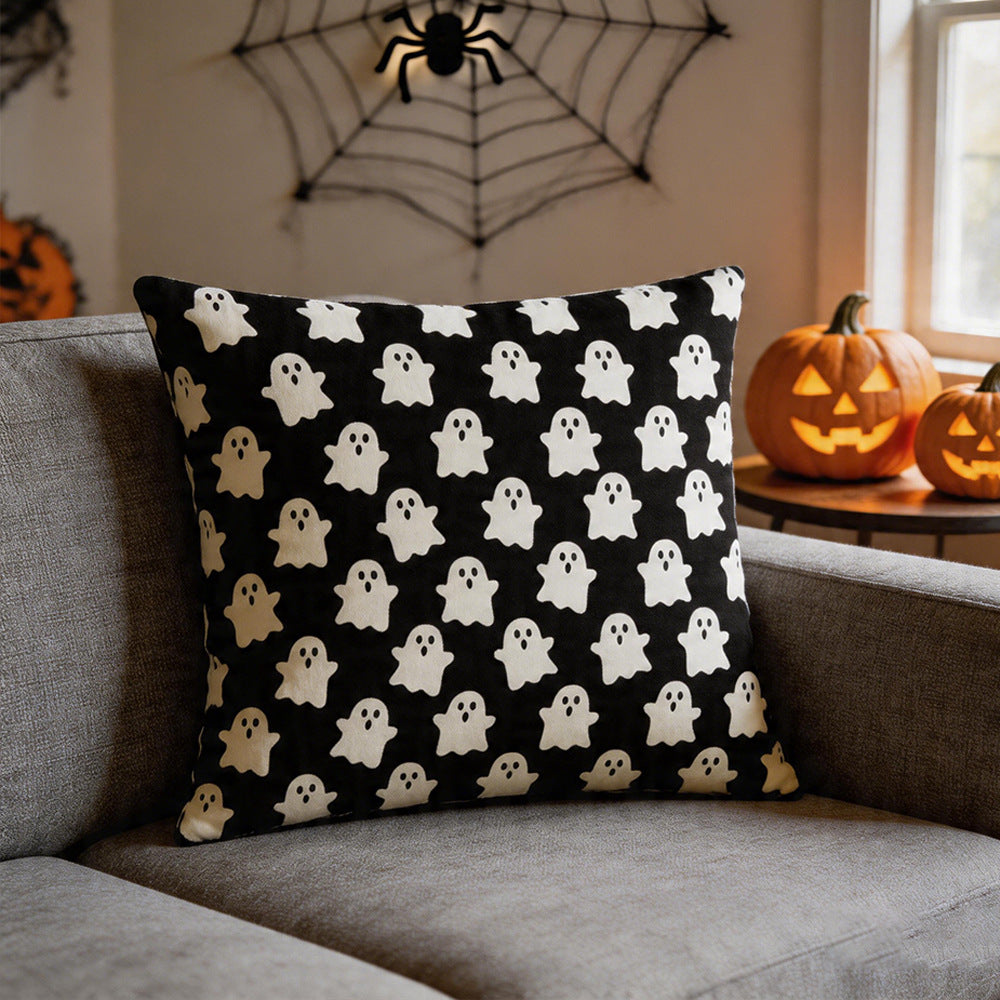 Halloween Funny Ghost Throw Pillow Cover – Decorative 45 x 45 cm Cushion Cover for Sofa, Couch & Home Décor