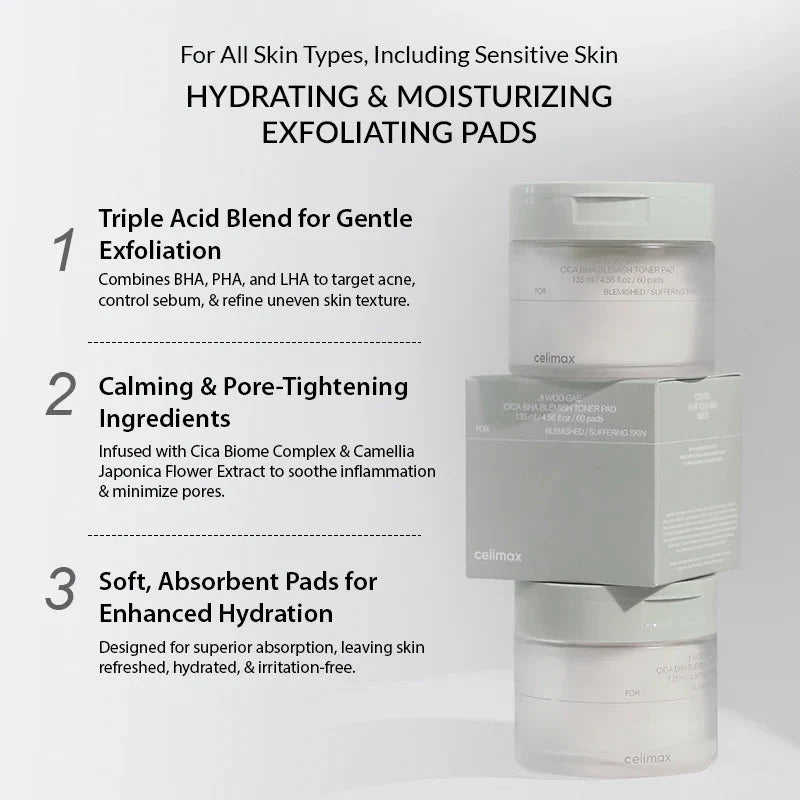Celimax Ji Woo Gae Cica BHA Blemish Pad 170ml / 60pads