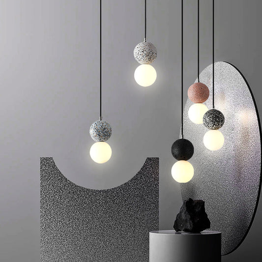 Terrazzo Glass Pendant Light - Modern Nordic Cement Chandelier for Restaurant Bar