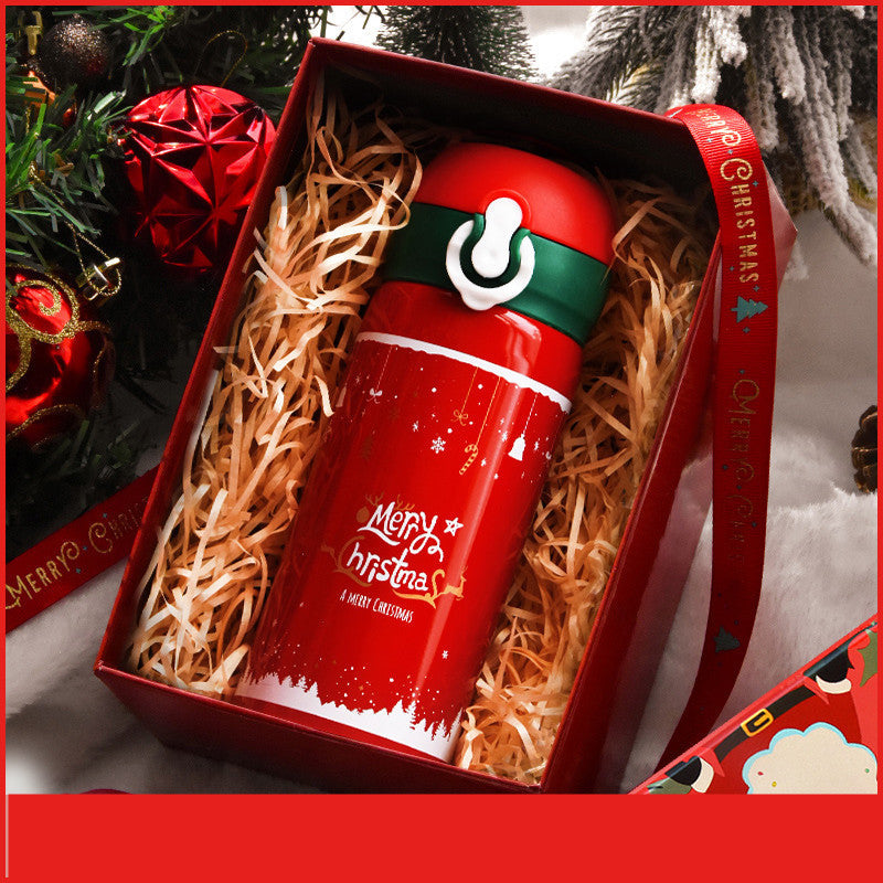 Christmas Thermos Cup Gift Box Set, 304 Stainless Steel Merry Christmas Cup, Gift Set with Scarf, Gift Bag & Greeting Card