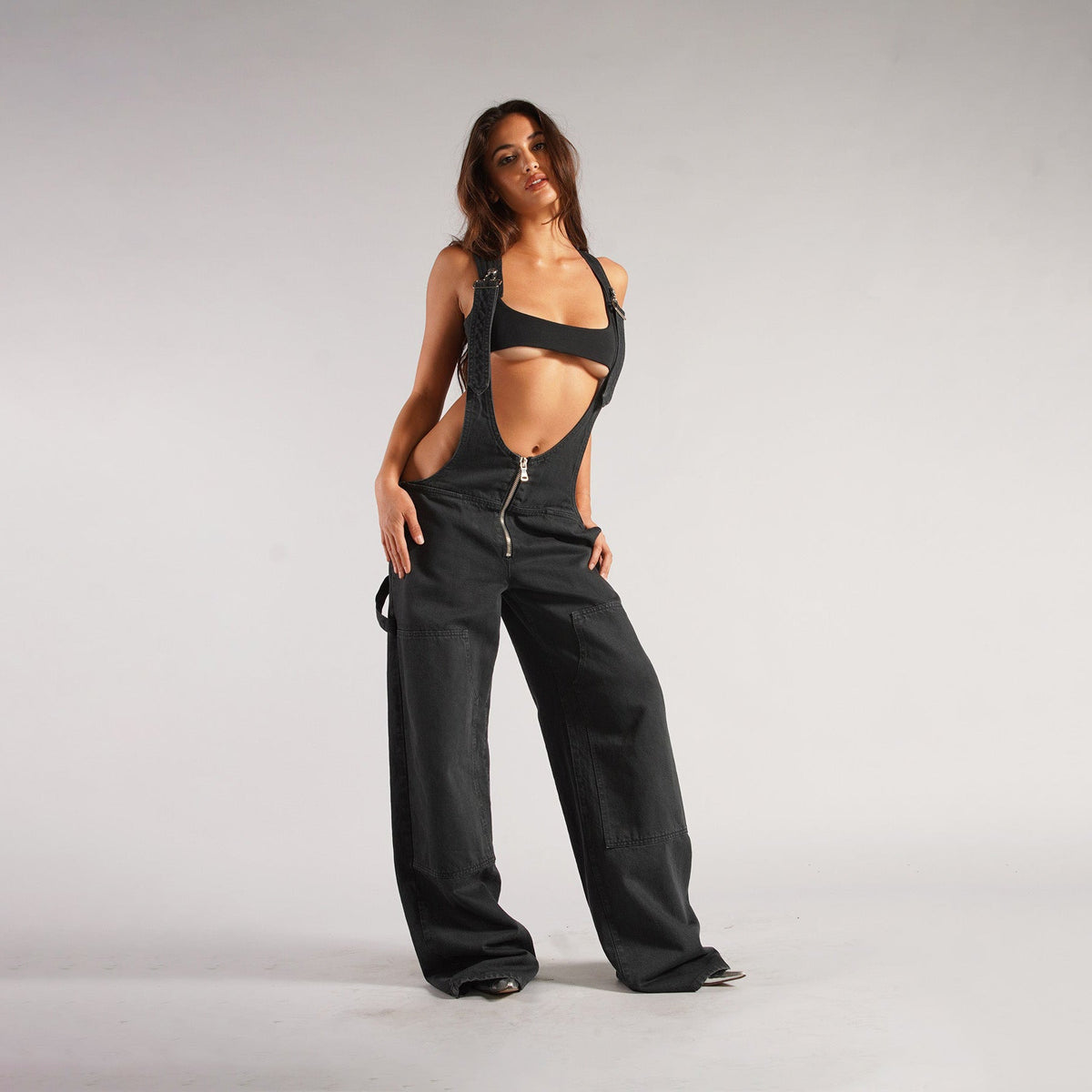Women's Loose Fit Denim Jumpsuit – Y2K Wide Leg Suspender Overalls
