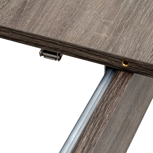 Extendable Dining Table, 63 to 106.3 Inch Large Rectangular Kitchen Table, Dark Oak (United States Delivery Only)