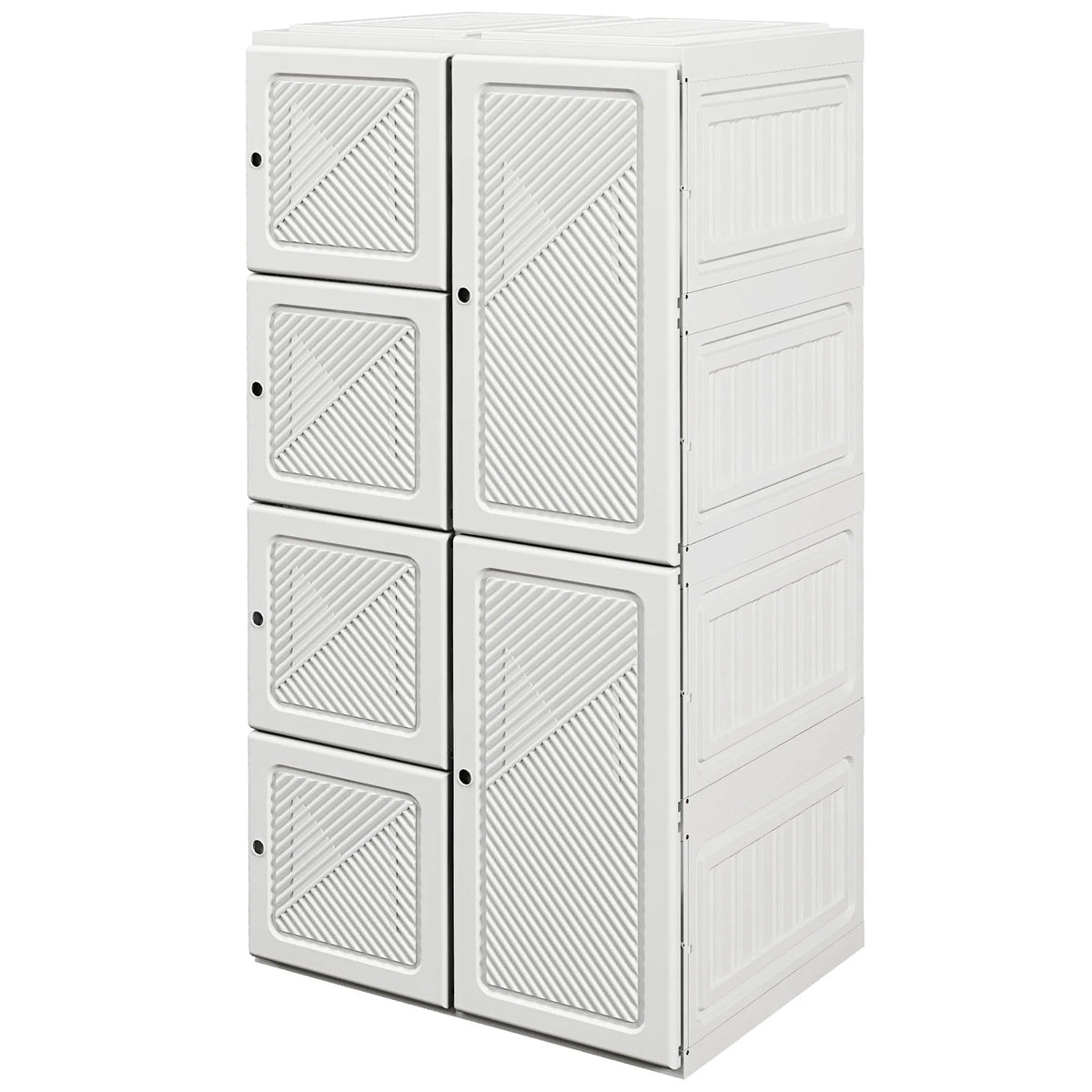 White Portable Wardrobe – Foldable Clothes Storage Organizer with 5 Compartments & Hanging Rod (United States & Canada Delivery Only)