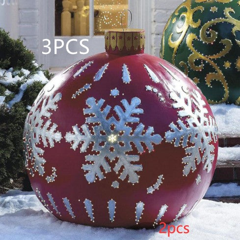 Giant Inflatable 60cm Christmas Ball Ornaments, Outdoor Waterproof PVC Ornament Ball, Holiday Decor, Pack Options