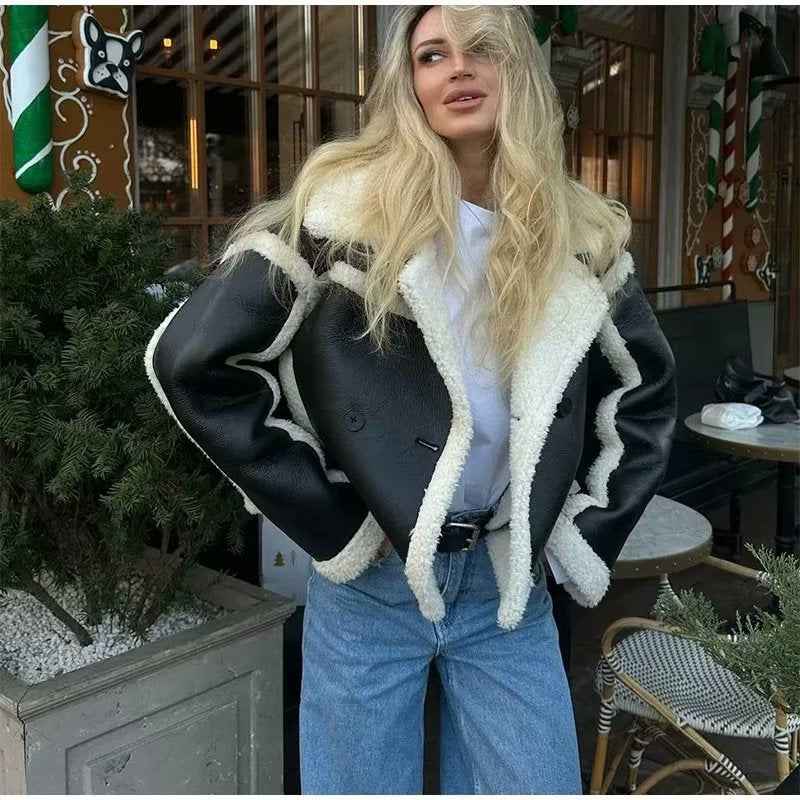 Women's Loose Lamb Wool Short Coat