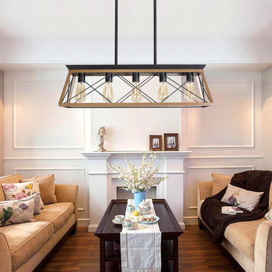32-Inch Walnut Industrial 5-Light Pendant Chandelier (United States Delivery Only)