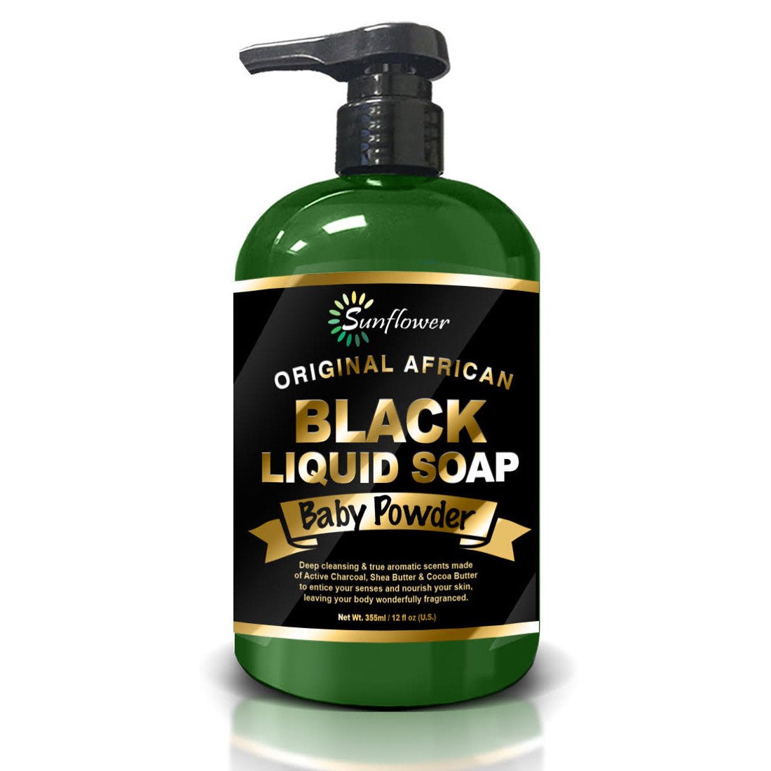 DIFEEL Liquid African Black Soap - Baby Powder 12 oz.