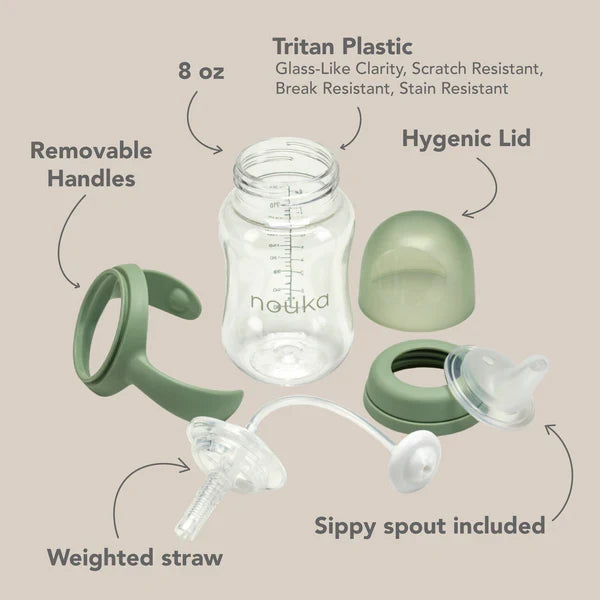 Transitional Sippy/Weighted Straw Cup | noüka | Moss