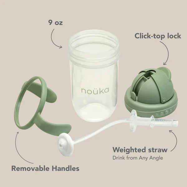 Non-Spill Weighted Straw Cup 9 oz | noüka | Moss