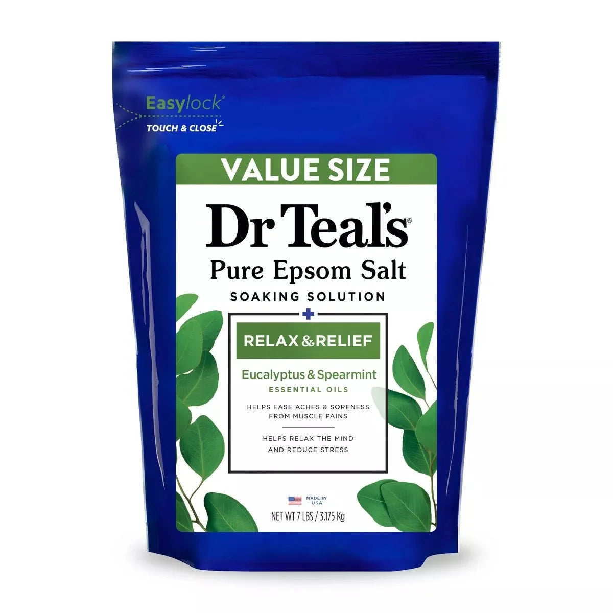 DR TEAL'S Relax & Relief Eucalyptus & Spearmint Pure Epsom Bath Salt 7lb
