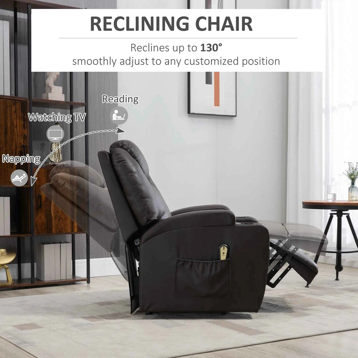 Brown Power Lift Recliner Chair – PU Leather Electric Lift Chair with Footrest, Remote & Cup Holders (United States & Canada Delivery Only)