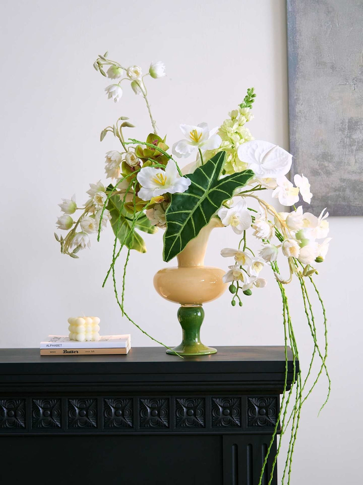 French-Style Flower Vase & Bouquet Decor – Elegant Table Centerpiece for Dining Room, Living Room & Weddings