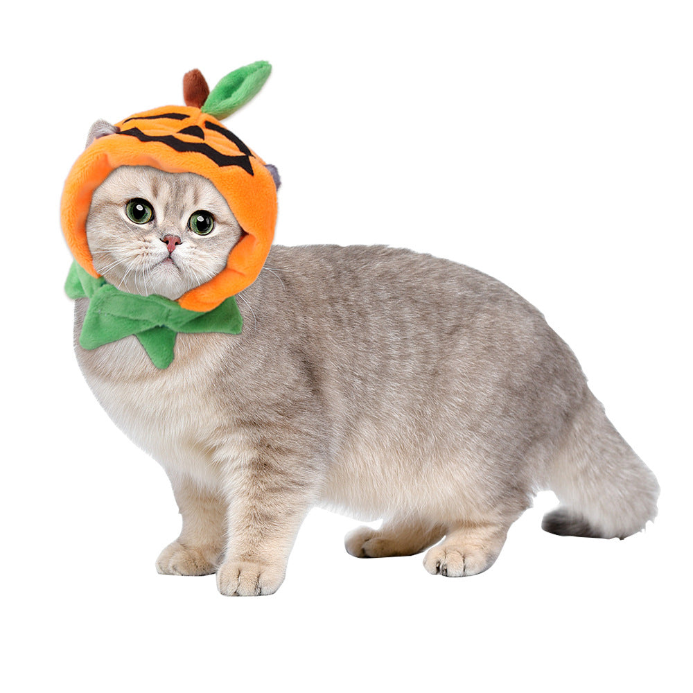 Halloween Pumpkin Dog & Cat Cape – Plush Double-Sided Pet Cloak with Optional Hat