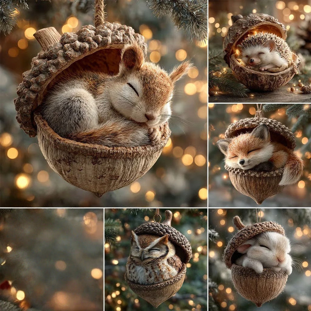 Chestnut Squirrel Hedgehog Christmas Ornament Pendant
