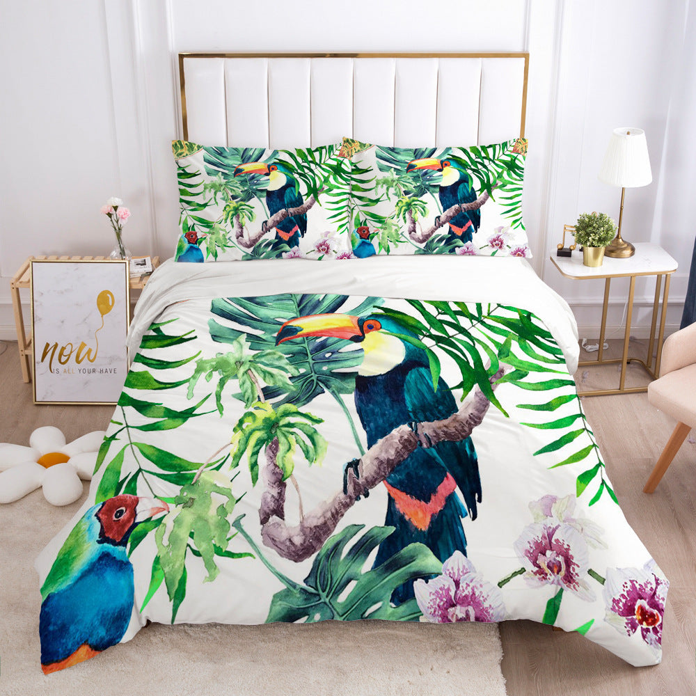 Nordic Spring Green Leaf Bedding Set