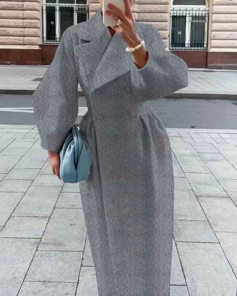 Women’s Vintage Lantern Sleeve Jacket – Oversized Lapel Collar Elegant Casual Coat