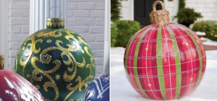 Giant Inflatable 60cm Christmas Ball Ornaments, Outdoor Waterproof PVC Ornament Ball, Holiday Decor, Pack Options