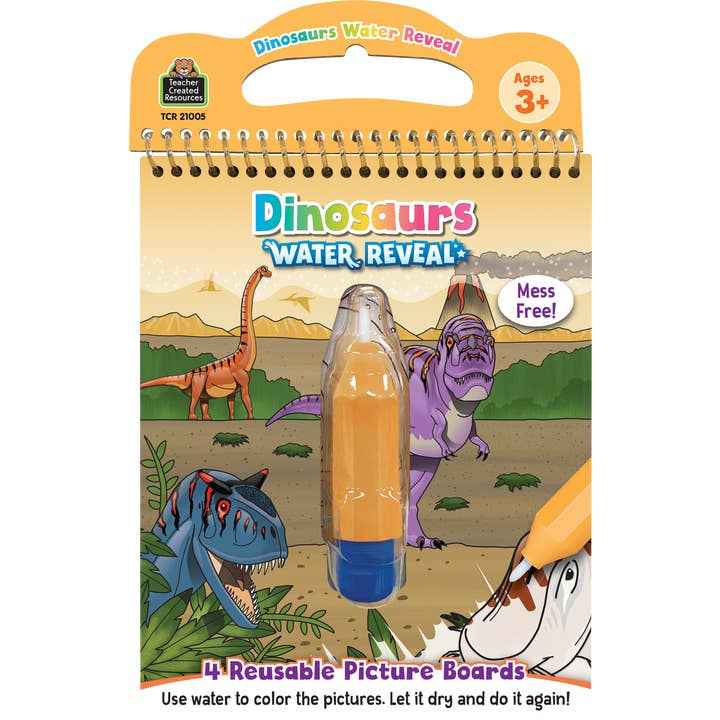 Teacher Created Resources - Dinosaur Water Reveal Mess-Free Coloring Book with 4 Reusable Boards - Ages 2+