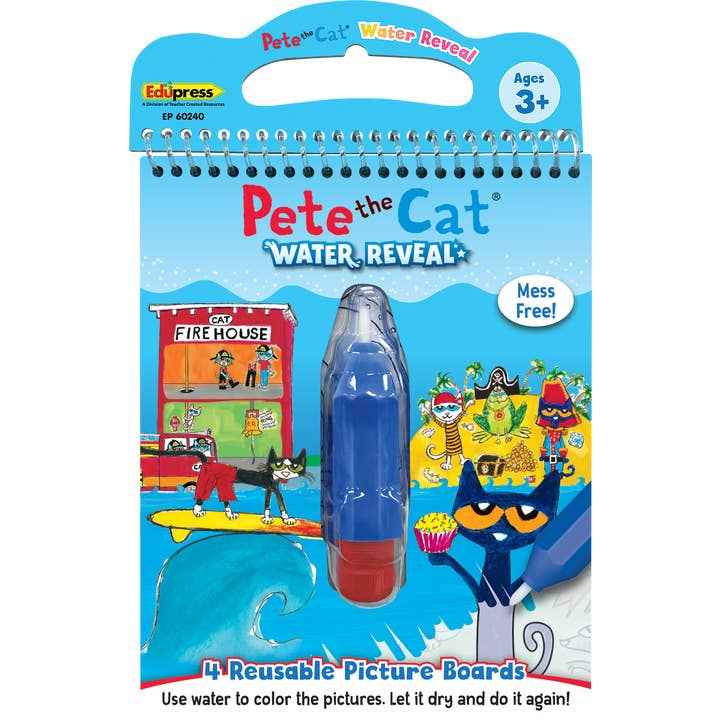 Teacher Created Resources - Pete the Cat Mess-Free Water Reveal Educational Coloring Book - Ages 2+