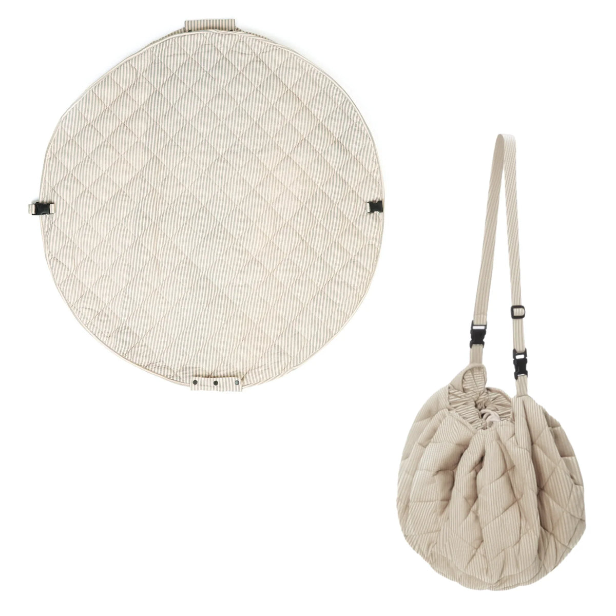 Organic Soft Babymat & Bag | Blue Stripes | play&go