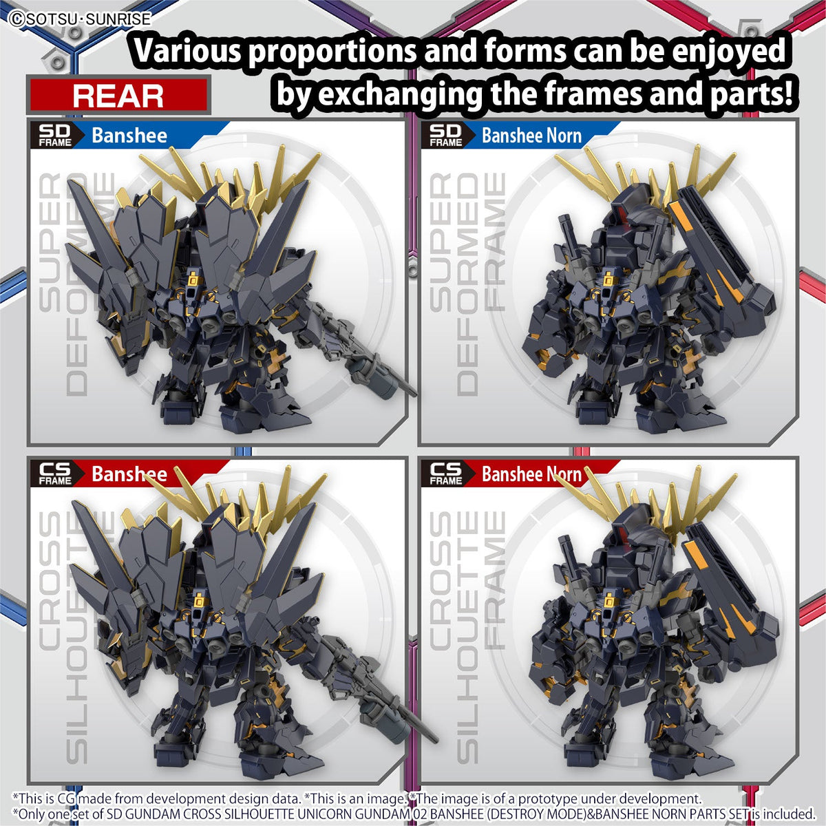 SD GUNDAM CROSS SILHOUETTE UNICORN GUNDAM 02 BANSHEE - DESTROY MODE- & BANSHEE NORN PARTS SET