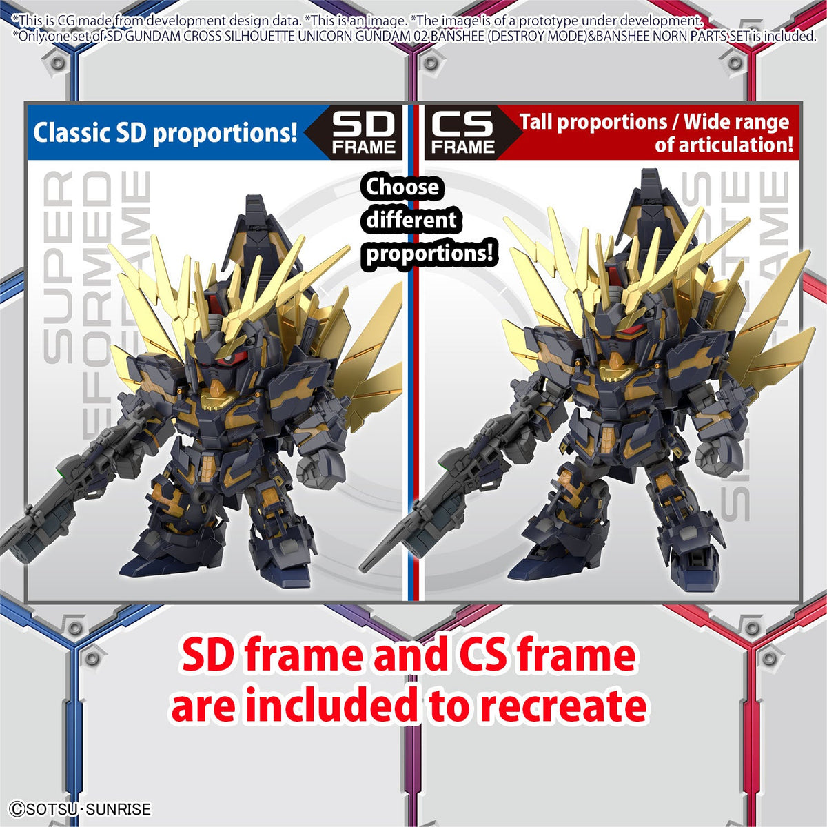 SD GUNDAM CROSS SILHOUETTE UNICORN GUNDAM 02 BANSHEE - DESTROY MODE- & BANSHEE NORN PARTS SET