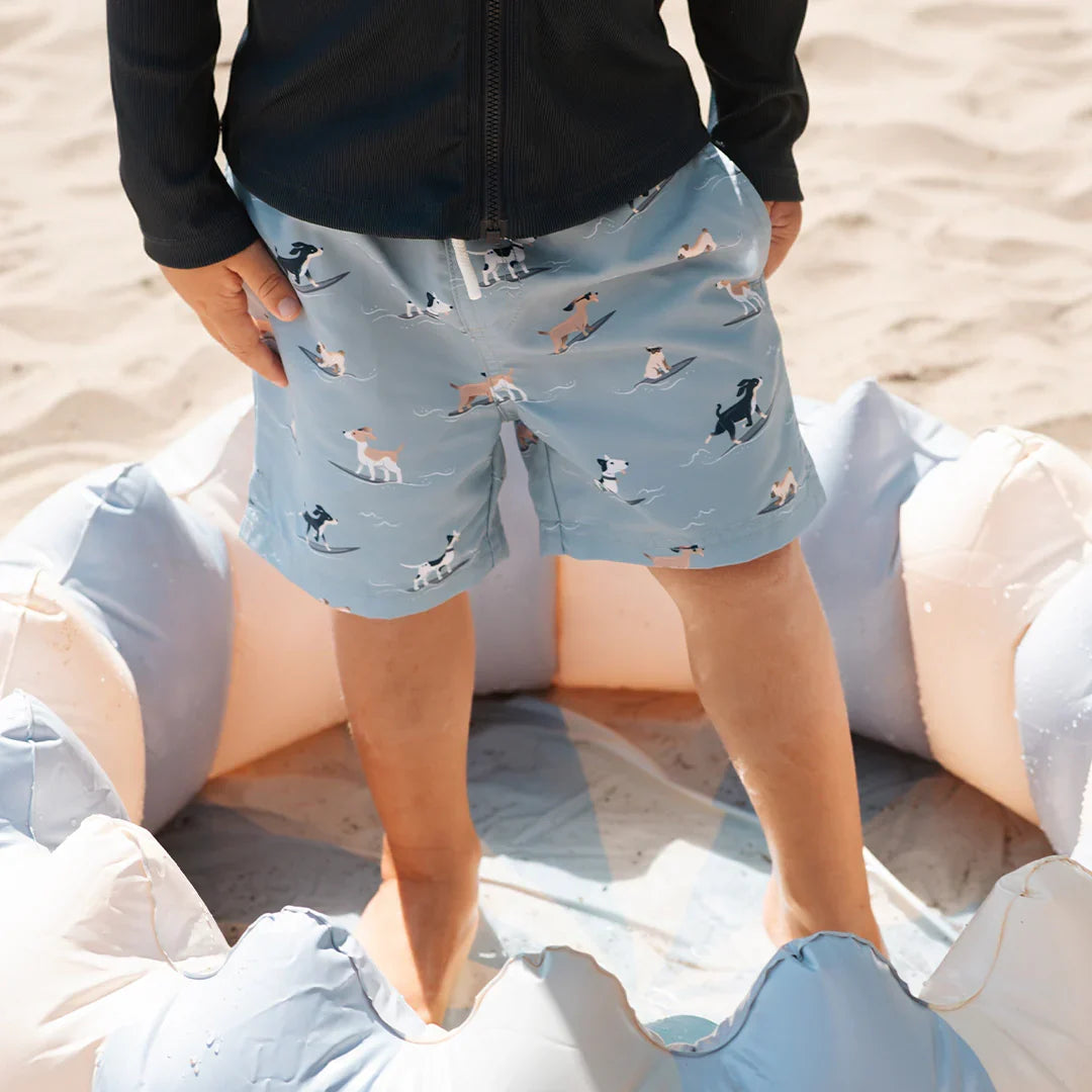 Swim Trunk | Surfing Pups on Blue | Petit Lem